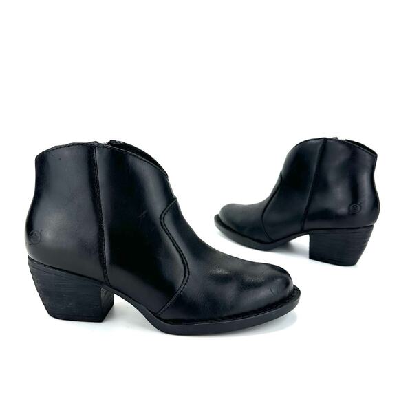 Born Women Black Western Ankle Boot Sz 8 Genuine Leather Cushioned Cowboy Bootie - Picture 15 of 15